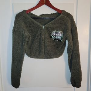 LA Barbie Croptop Zipper Sweater, Womens Medium
